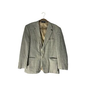 Meeting‎ Street Men's 100% Silk Tweed Blazer Jacket Gray Classic Fit